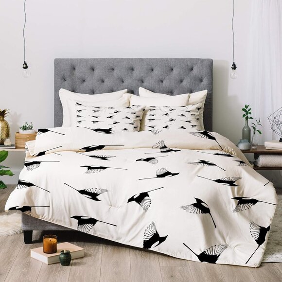 NEW Urban Outfitters Deny Designs Elisabeth Fredriksson Magpies Comforter Set Q - Picture 5 of 5